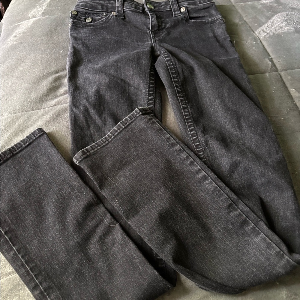 True Religion Women's Black Slim Straight World Tour Jeans Size 27